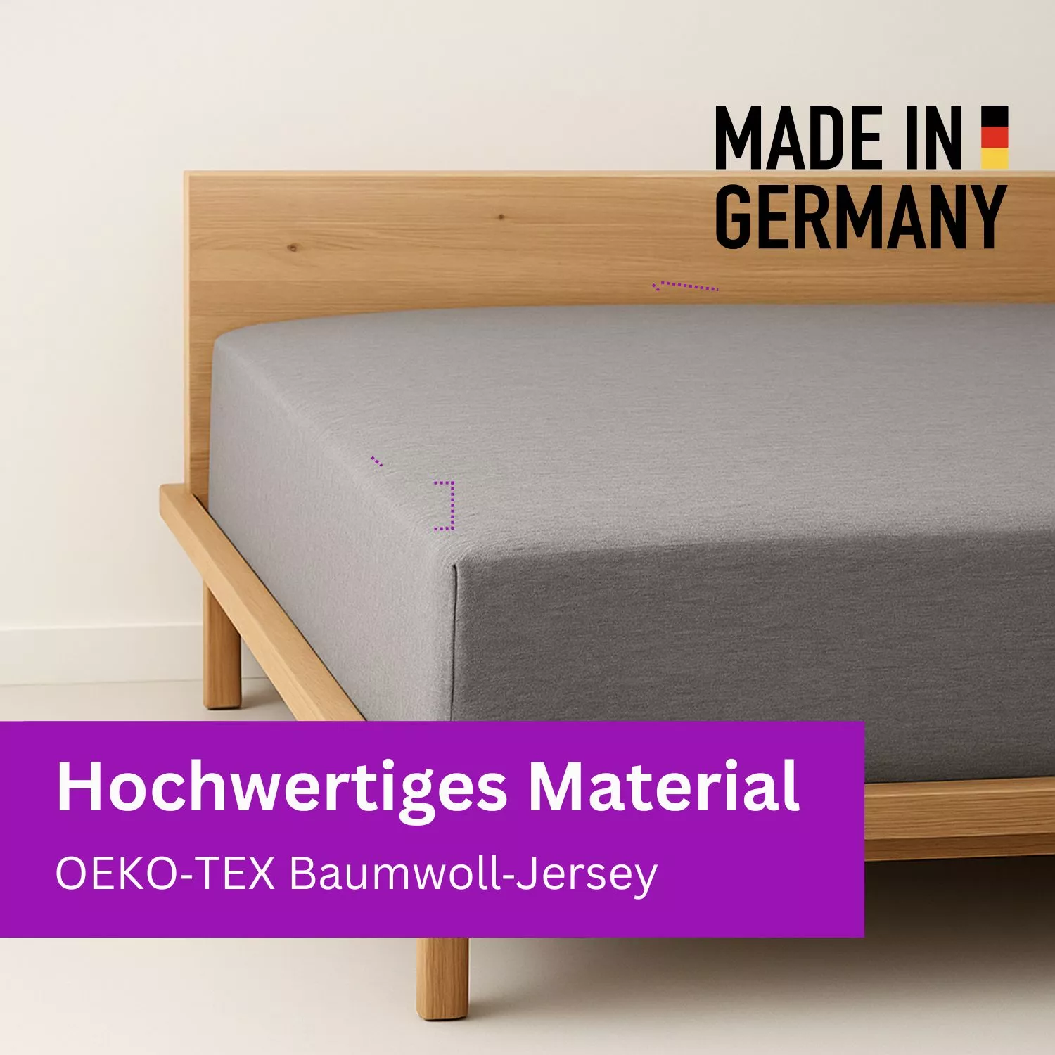 Spannbettlaken mit zwei Eckausschnitten nach Maß 